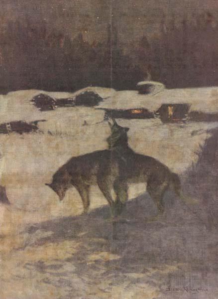 Frederic Remington The Tragedey of the Trees:Lumber Camp at Night (mk430 Norge oil painting art